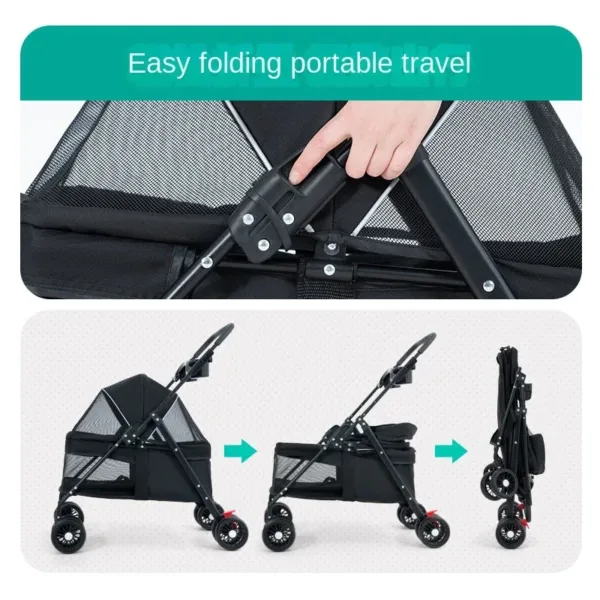 Pet Cat and Dog Universal Dog Carrier Bag Large Vision Car Dog Basket Universal Pulley Pet Stroller Lightweight FoldingCage - Image 9