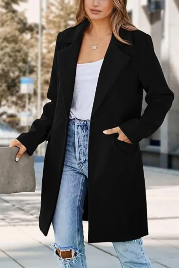 Women's Jacket Wool & Blends Winter Coat Long Outerwears Female Coats Double Breasted Women's Clothes Turn-down Collar - Image 9