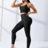 Women Yoga Set 2/Pcs Seamless Workout Outfits Yoga Sportswear Tracksuit Leggings And Thin Shoulder Strap Stretch Sports Bra Fitn - Image 4