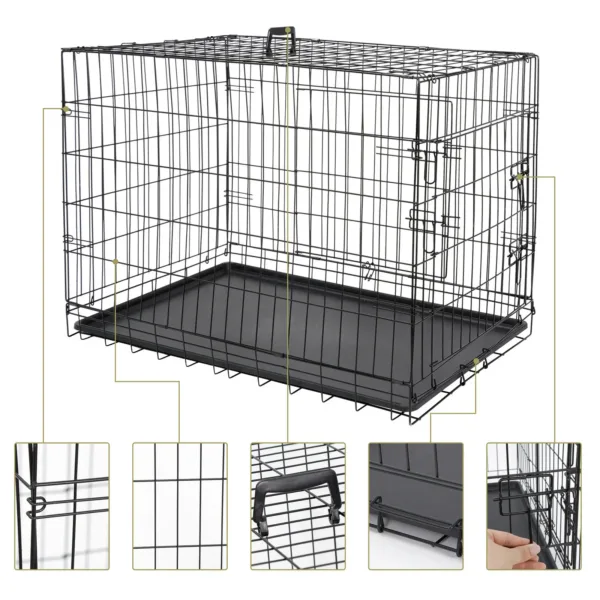 US Metal Pet Cage, Dog Crate Kennel, 2 Door with Pan, Black, 30 ", 36", 42" - Image 6