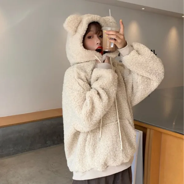 Harajuku Hoodies Women Casual Loose Long Sleeved Sweatshirts Cute Little Bear Ear Hoodie Ladies Fashion Sweatshirt Woman Clothes - Image 2