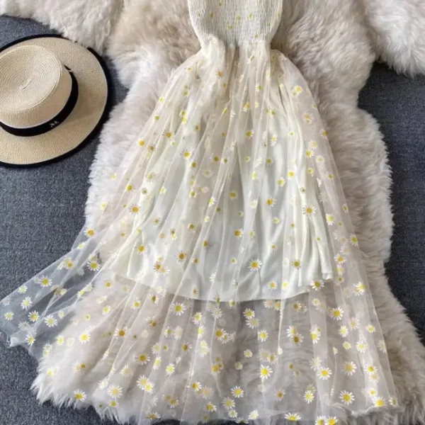 Casual Dresses For Women Cover Ups Floral Sleeveless Spaghetti Strap Backless Mid Long Free Size Sun Black Skin Pink Dress - Image 2