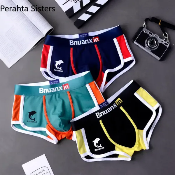 3Pcs/Lot Men Panties Cotton Underwear Boxers Briefs Mens Fashion Dolphin Boxershorts Trends Youth Personality Underpants Homme - Image 4