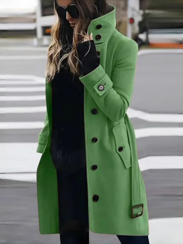 Wool Blend Women's Coat Outerwears Winter Warm Female Jackets Single Breasted Turn-down Collar Long Women's Clothes - Image 7