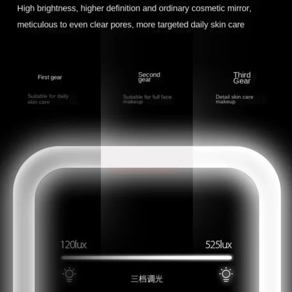 LED Touch Screen Makeup Mirror Folding Mirror Lighted Makeup Mirror 3 Colors Light Modes USB Rechargeable Cosmetic Mirror Tools - Image 3