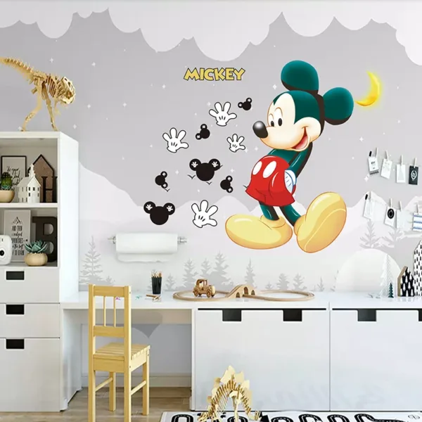 Cartoon Disney Mickey Mouse Minnie Baby Sleep Wall Sticker For Kids Room Decoration Wallpaper Cute Self-Adhesive DIY Mural Decal