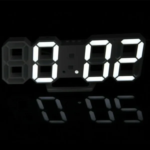 3D LED Wall Clock Large Digital Wall Clock With Remote Control Alarm Clock Time Date Temp Display Wall&Table Clock Modern Design - Image 3