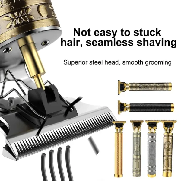 2024 Vintage T9 0mm Professional Hair Clippers Electric Waterproof Rechargeable Trimmers For Men Clipper Hair Cutting Machine - Image 8