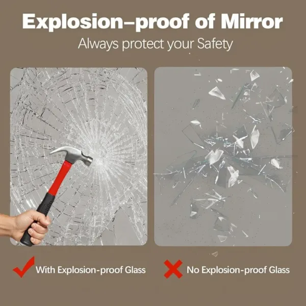 Half Moon Led Mirror for Bathroom, Semicircl Backlit Frameless Vanity Mirror with Lights,Dimmable Anti-Fog Smart Mirror - Image 5