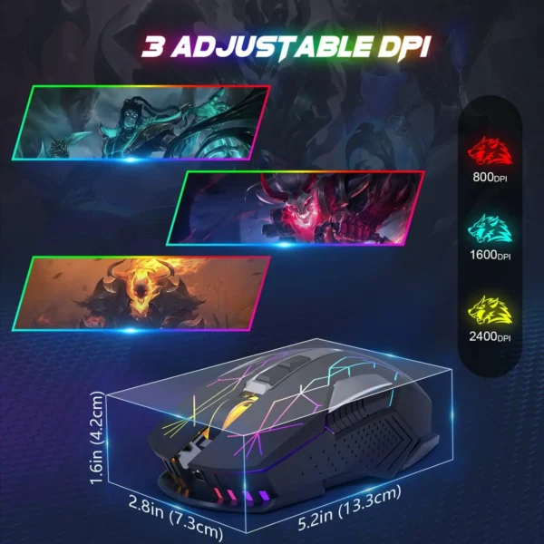 Ziyoulang X18 Wireless Gaming Mouse 2.4G 7 RGB Light 2400 DPI 600mAh Intelligent Power Saving Silent Click USB Receiver Optical - Image 2