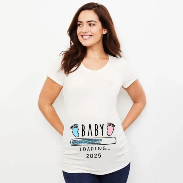 Baby Loading 2025 Print Pregnant T-Shirt Maternity Short Sleeve T Shirts Pregnancy Announcement Tops New Mom Tshirt Clothes Tees - Image 13