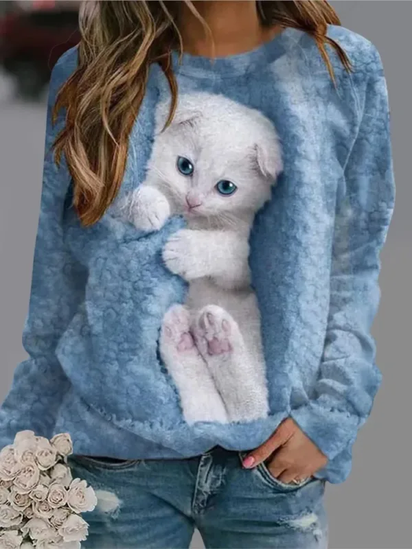 Women Sweatshirts Cute Print Tops Long Sleeve Pullovers Fashion Outerwear Youthful Woman Clothes New In Hoodies & Sweatshirts - Image 4