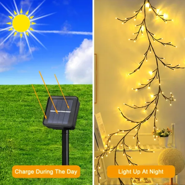 1PCS 96LED Tree and Vine Lamp USB/Solar Powered 8 Modes DIY Festive Tree Branch Lamp for Christmas Party Home Decorative Lights - Image 2