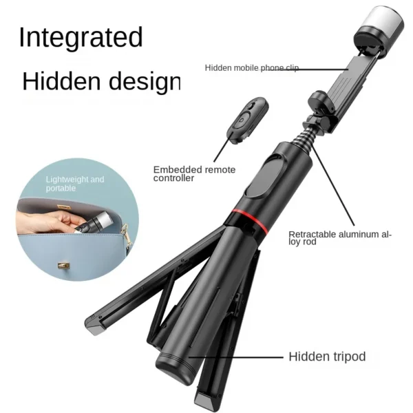 Xiaomi Selfie Stick Telescopic Rod Phone Tripod Mobile Stand Bluetooth Tripod Stand with Remote Control Ring Light Mini Tripod - Image 2