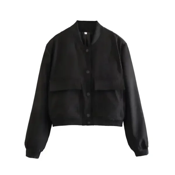 ASDS woman bomber jacket coat White autumn winter button baseball aviator cropped jackets for women long sleeve crop outerwear - Image 9