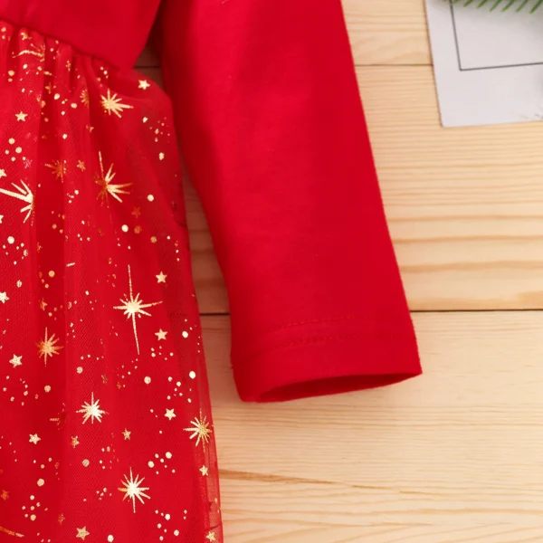 Newborn Baby Christmas Dress Outfit Long Sleeve Romper Tutu Skirt Red Dress Headband Infant Girls Festive Xmas Costume - Image 5