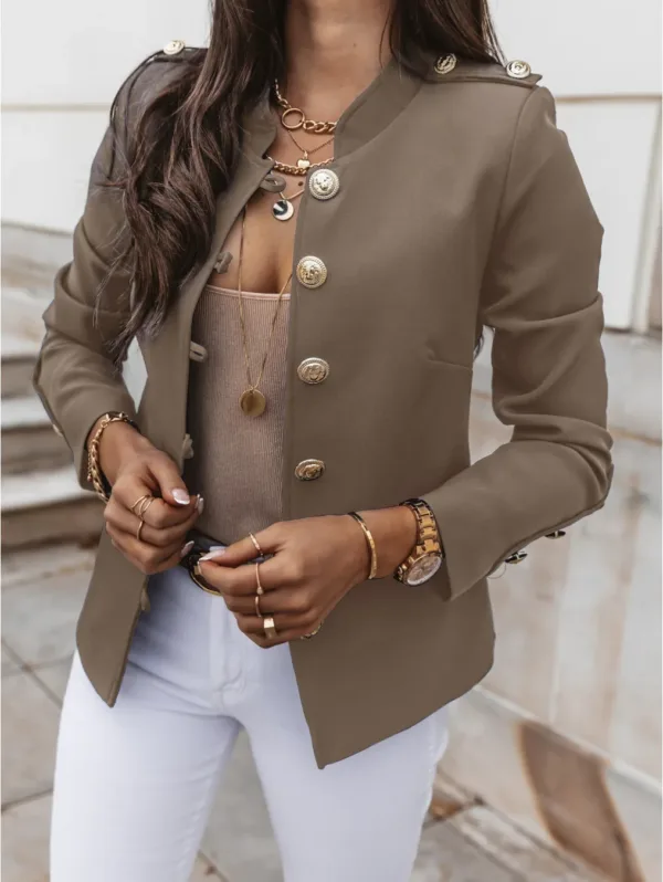 Casual O-neck Long Sleeve Jacket Outerwear Office Lady Spring Autumn Fashion Elegant Solid Blazer Coat For Women 2024 Female Top - Image 2