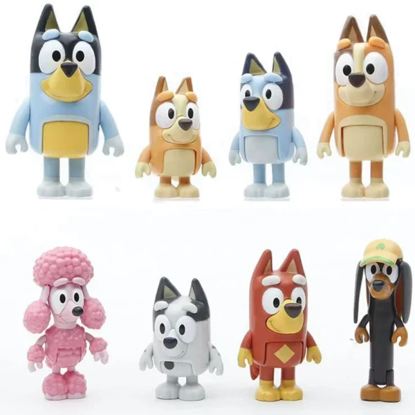 8Pcs/Set Bluey Bingo Anime Figurines Toy Figures Movable Joints Action Figure Model Dolls Children Birthday Decoration Toy Gift - Image 3