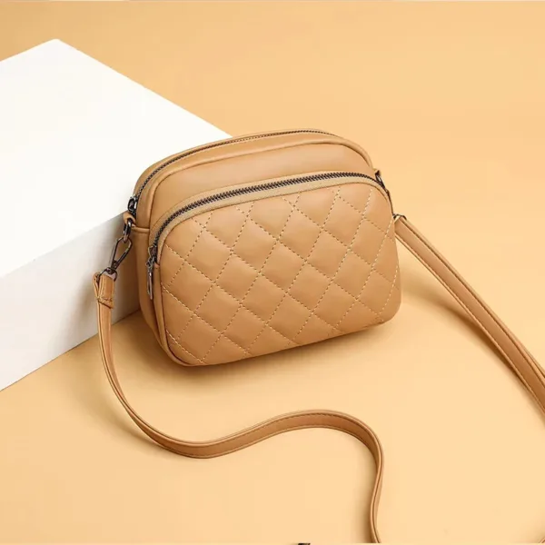 Diamond Lattice Leather Shoulder Bag - Image 9