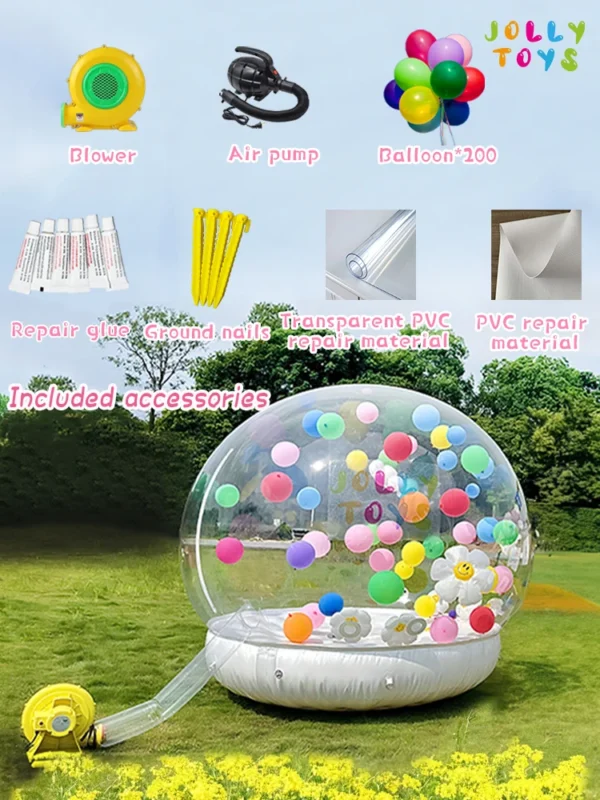 JOLLY TOYS Balloon inflatable bubble house with trampoline and transparent dome PVC material with blower - Image 14