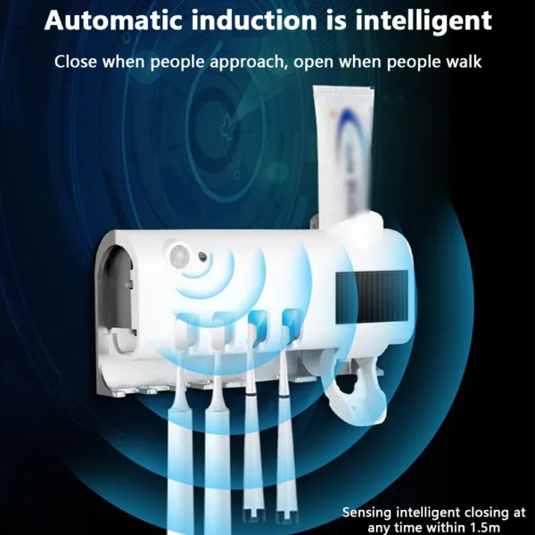 Smart Toothbrush Holder Electric Tooth Brush Detachable Stand Punch-free Toothpaste Dispenser Storage Bathroom White - Image 3