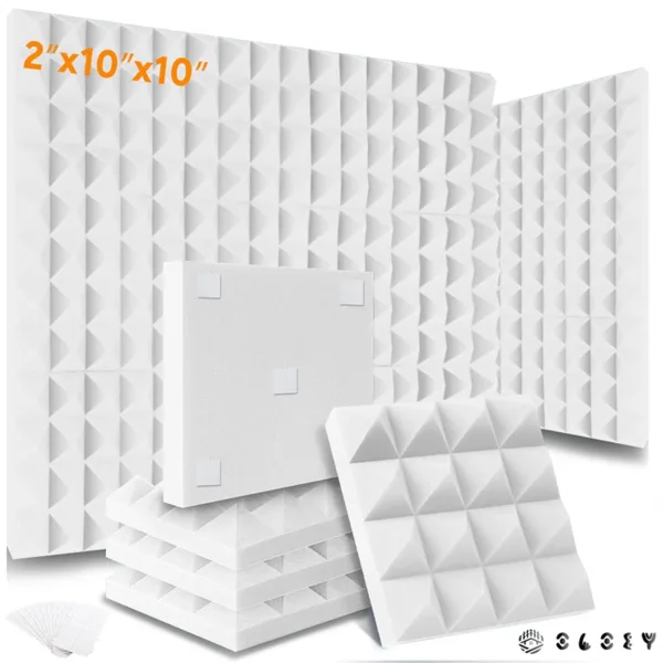 Studio Monitor Acoustic 6/12/24 Pcs, Soundproof Foam Panel Sound Proof Insulation For Wall Room, Pyramid Acoustic Foam Panels - Image 10