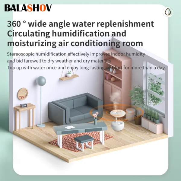 Air Humidifier Anti-Gravity Ultrasonic Cool Mist Maker Night Light Weightless Sprayer with LED Night Light Water Droplet - Image 5