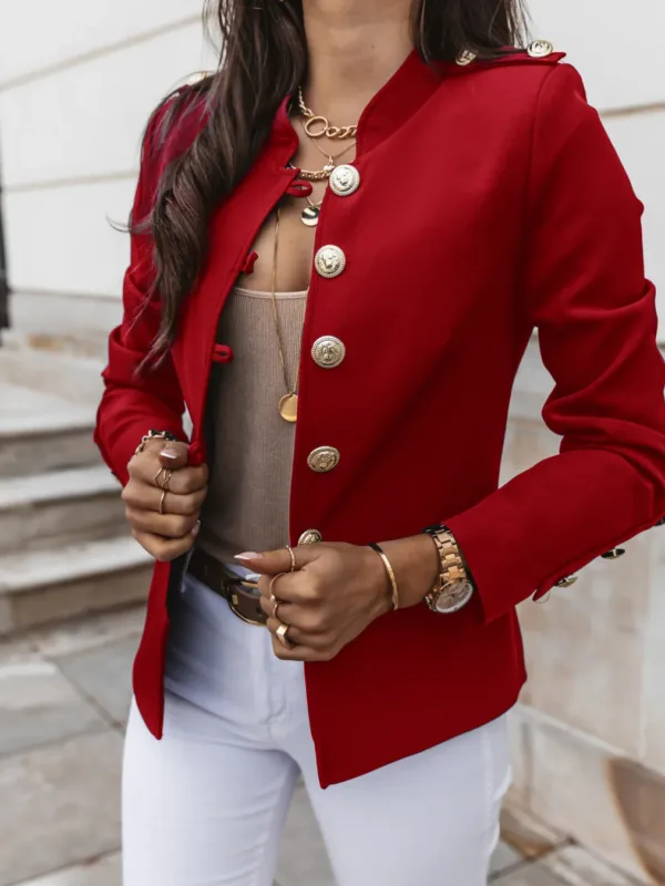 Casual O-neck Long Sleeve Jacket Outerwear Office Lady Spring Autumn Fashion Elegant Solid Blazer Coat For Women 2024 Female Top - Image 7
