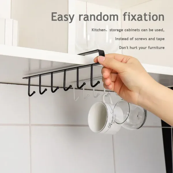Kitchen Iron Art Seamless Nail Free Hooks Multi Row Cabinet Storage Hooks Storage of Kitchen Cabinet Wall Shelf Storage Rack - Image 3