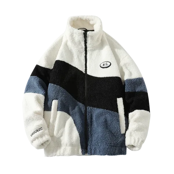 Hip Hop Winter Fleece Fluffy Jacket Streetwear Harajuku Fuzzy Zipper Coat Men Autumn Solid Color Men Lamb Fleece Winter Jackets - Image 6
