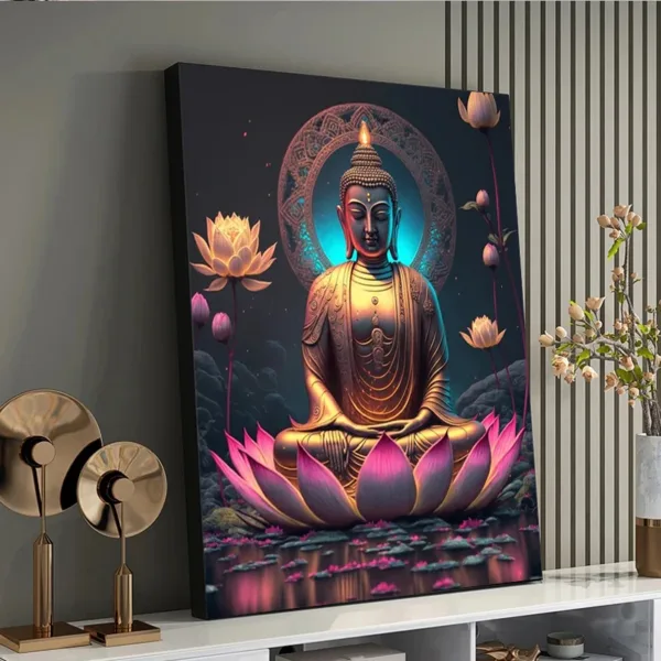 Classic Retro Sitting Lotus Buddha Posters and Prints Abstract Wall Art Picture Canvas Painting for Room Home Decoration - Image 2