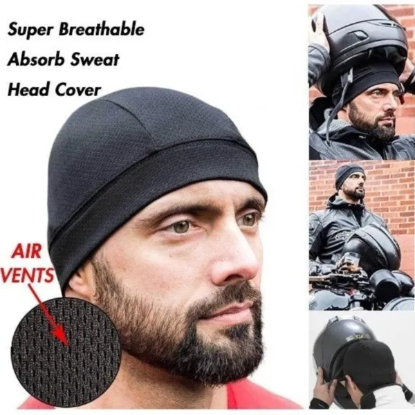 Motorcycle Cycling Cap Quick Dry Breathable Moisture Wicking Under Helmet Beanie Inner Lined Dome Sport Cap Motor Accessories - Image 2