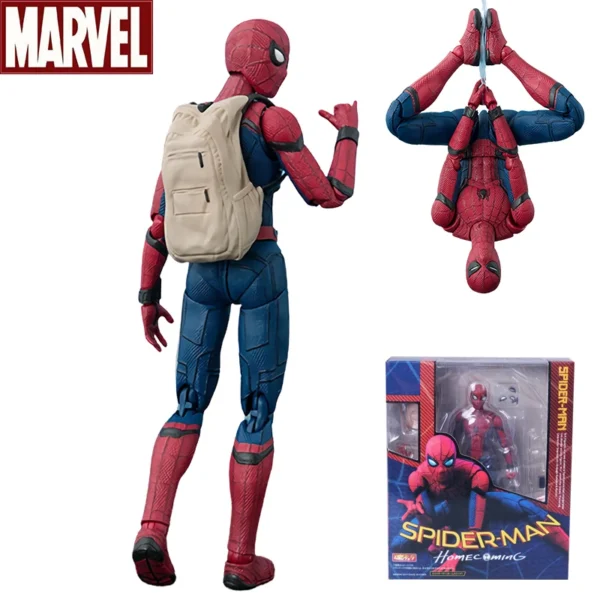 Marvel Mafex 044 Avengers Spiderman Action Figure Statue Can Change Tom Holland Face Spider Man Model Doll Toys Collection Gift