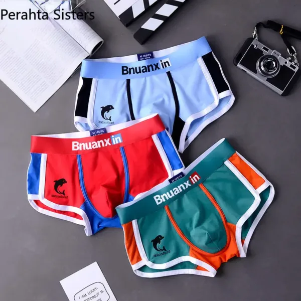 3Pcs/Lot Men Panties Cotton Underwear Boxers Briefs Mens Fashion Dolphin Boxershorts Trends Youth Personality Underpants Homme - Image 7