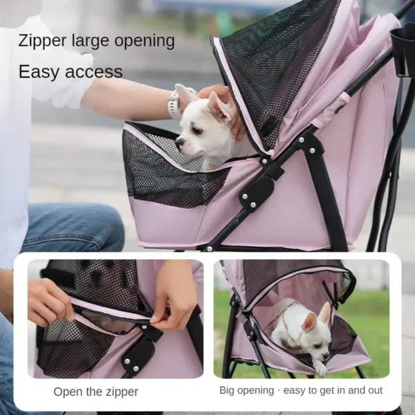 Pet Cat and Dog Stroller Dog Cat Teddy Baby Stroller Lightweight and Foldable for Small Pet Dogs When Going Out - Image 7