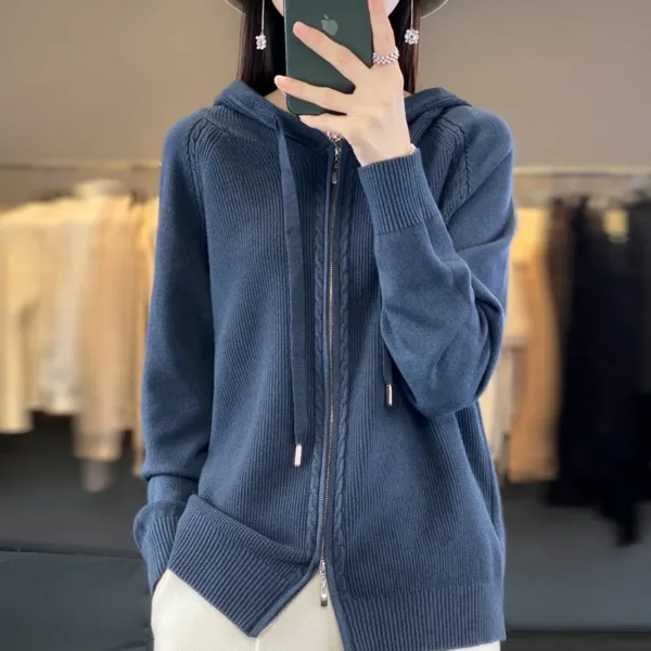 Zip-up Hoodies And Sweatshirts For Women Merino Wool Long Sleeve Sweaters Ladies Clothes Knitted Jumpers New Arrivals Outerwears - Image 16