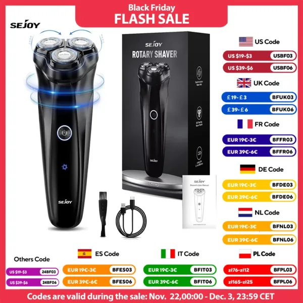 2 in 1 Men's Electric Shaver For Men Shaving Machine Beard Trimmer 3D Floating Blade Washable USB Recharge Hair Cutting Machine - Image 3