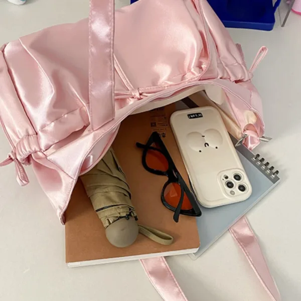 Satin Folded Bow Tote Bag - Image 5