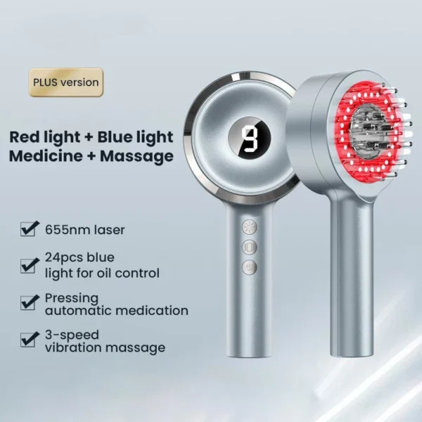 Household Hair Growth Comb Laser Medicine Scalp Care Massage Comb Red Light Blue Head Health Essence Hair Growth Instrument - Image 5