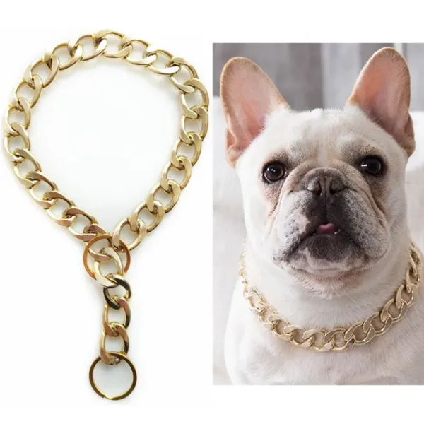 Metal Dog Training Collars Luxury Pet Dog Collar Gold Chain Necklace For Bulldog Small Medium Dogs Cat Costume Accessories - Image 7