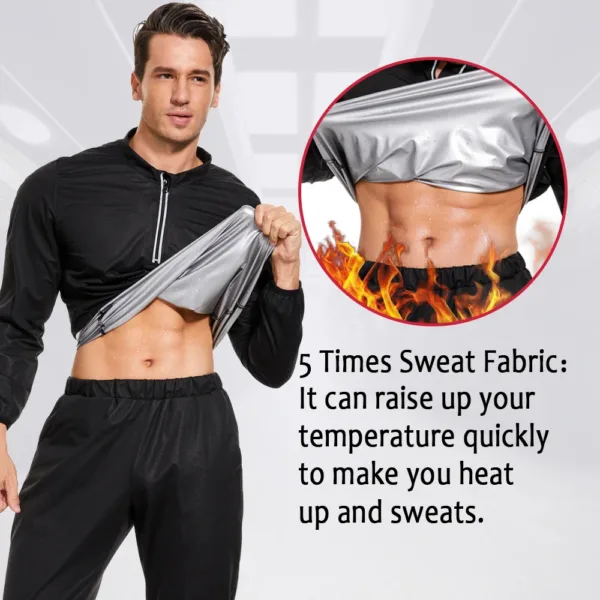 SEXYWG Sauna Suit for Men Hot Sweat Set Weight Loss Sportwear Fitness Sport Shirt Workout Leggings Gym Fat Burning Body Shaper - Image 2