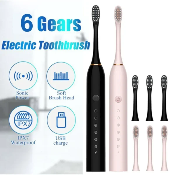 Sonic Electric Toothbrush Ultrasonic Automatic USB Rechargeable IPX7 Waterproof Toothbrush Replaceable Tooth Brush Head J189 - Image 7