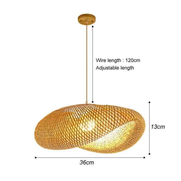 Bamboo Hanging Lamp Pendant Ceiling Light Rattan Wicker Lustre Hand Knit Braiding Suspended Home Dining люстра потолочная - Image 19