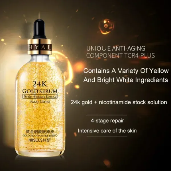 24k Gold Face Serum Brightening Skin Care Products Hyaluronic Acid Niacinamide Facial Nourish Smooth Care Beauty Health