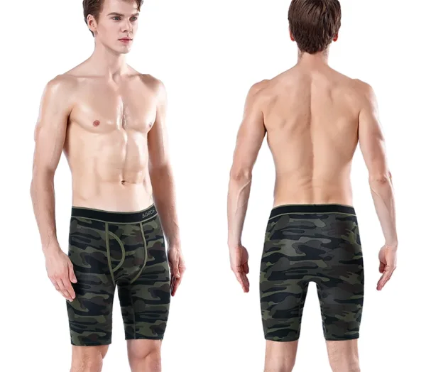 Front Opening Long Men's Panties Cotton Boxers For Man Underwear Breathable Boxershorts Male Sexy Print Underpants - Image 2