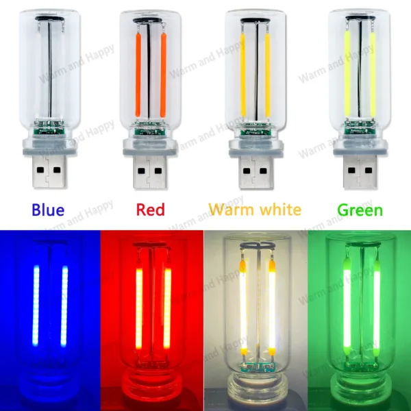 LED Retro Edison Light Bulb 0.3W DC5V USB Dimming Touch Tube Light Source Mobile Power Light Night light Bedside Light Laptop - Image 5