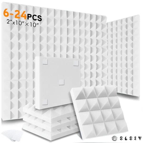 Studio Monitor Acoustic 6/12/24 Pcs, Soundproof Foam Panel Sound Proof Insulation For Wall Room, Pyramid Acoustic Foam Panels - Image 14