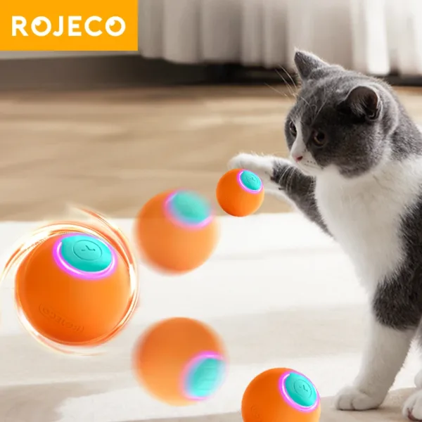 ROJECO Cat Toys Smart Interactive Cat Bouncing Ball Automatic Rolling Ball Training Self-moving Electric Toy Dog Pet Accessories - Image 4