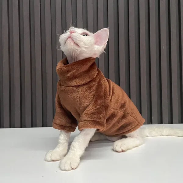 Turtleneck Cat Sweater Coat Winter Warm Hairless Cat Clothes Soft Fluff Pullover Shirt for Maine-Coon Cat Chihuahua Pet Clothing - Image 8