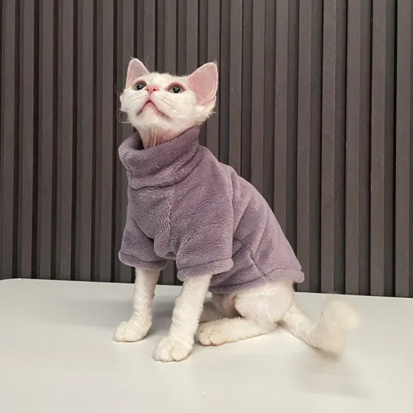 Turtleneck Cat Sweater Coat Winter Warm Hairless Cat Clothes Soft Fluff Pullover Shirt for Maine-Coon Cat Chihuahua Pet Clothing - Image 13